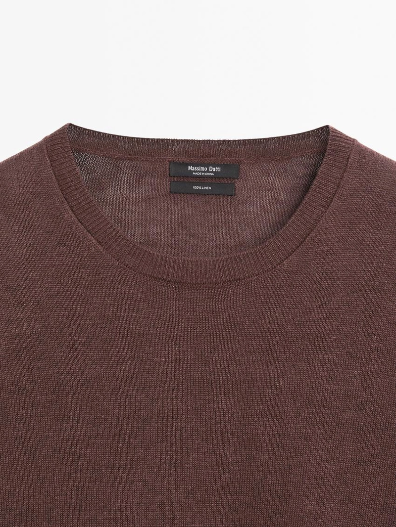 Свитер с круглым вырезом из 100% льна