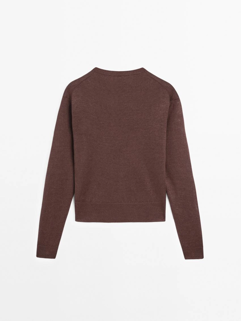 Свитер с круглым вырезом из 100% льна