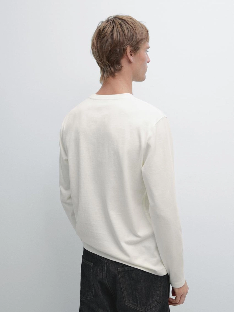 Футболка из хлопкового смесового материала с длинным рукавом