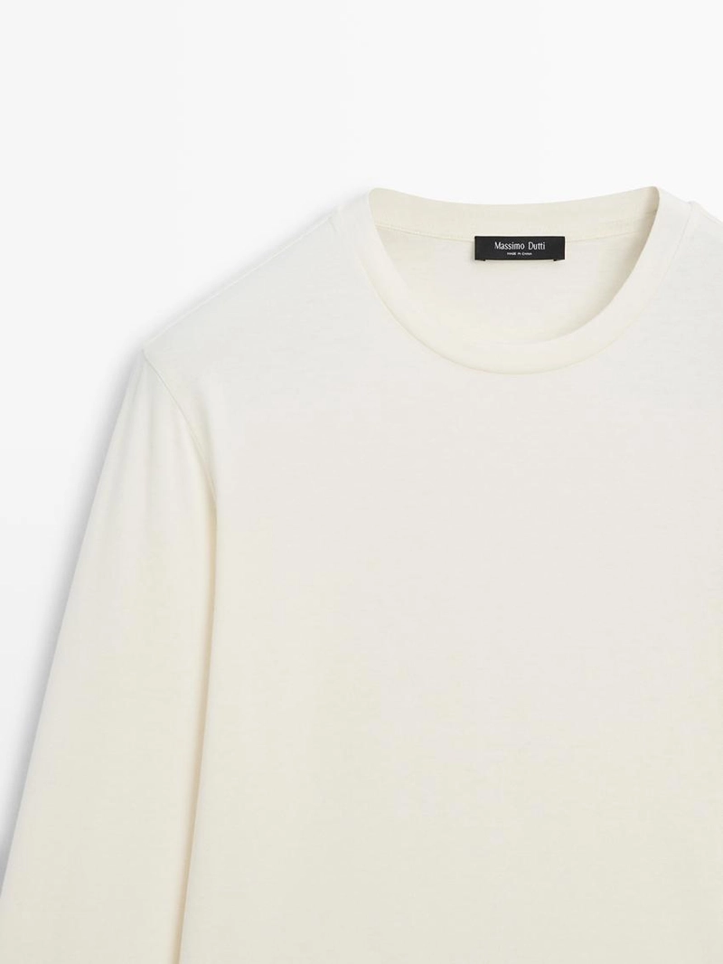 Футболка из хлопкового смесового материала с длинным рукавом