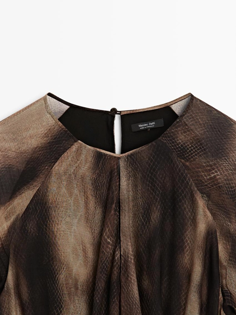 Платье с длинным рукавом в анималистический принт