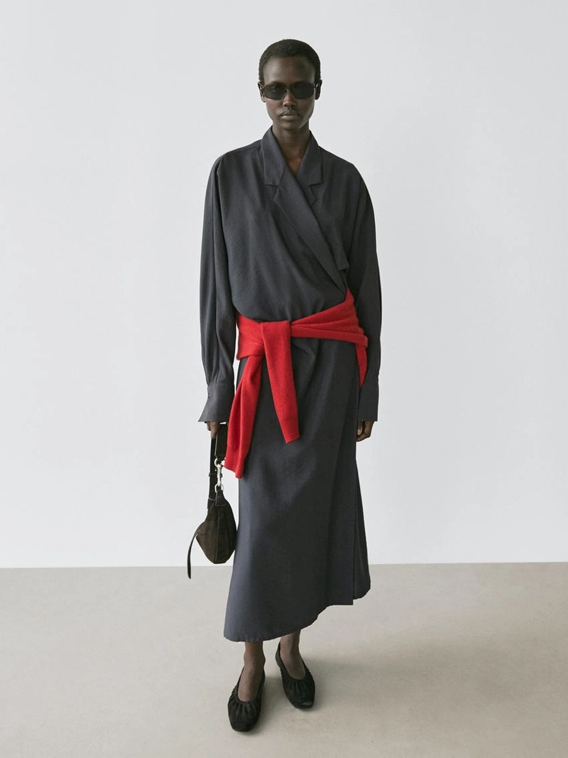 Платье миди с драпировкой