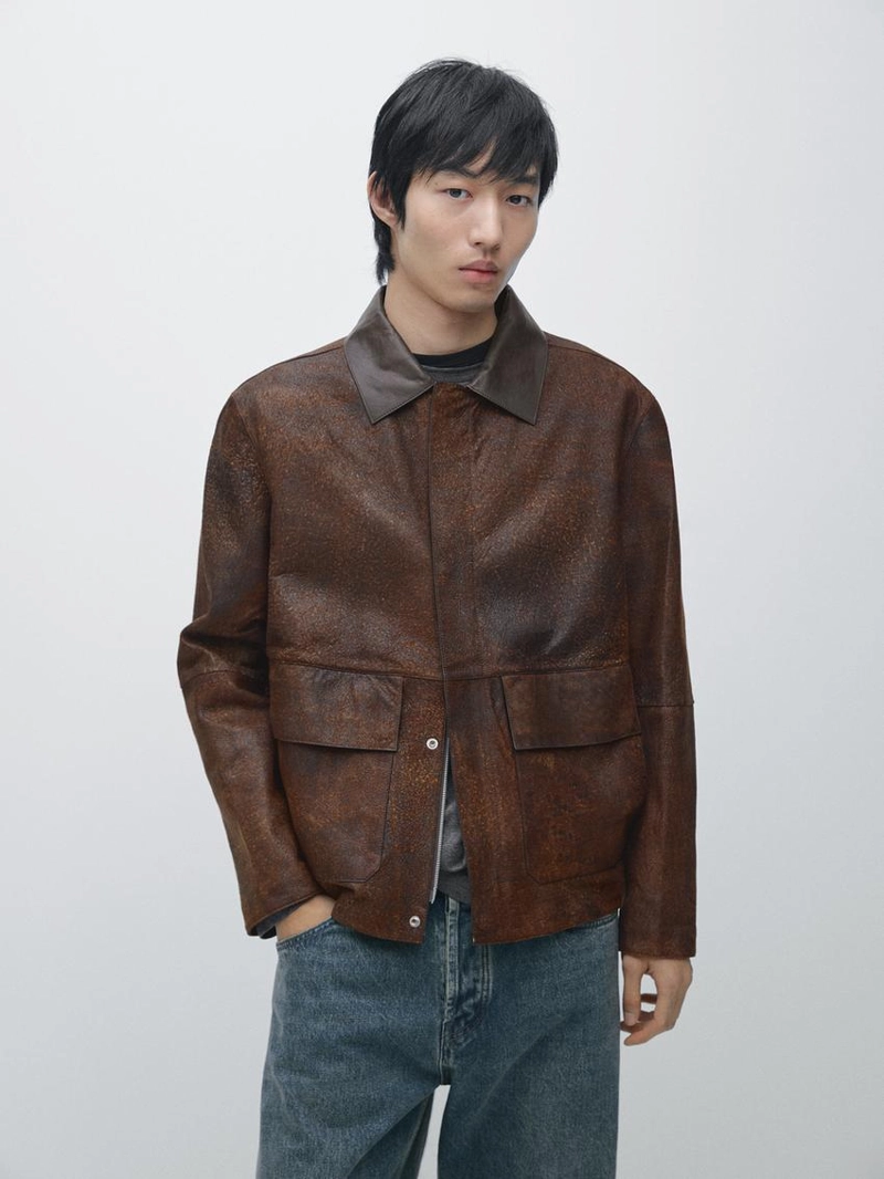 Куртка из замши с контрастными вставками