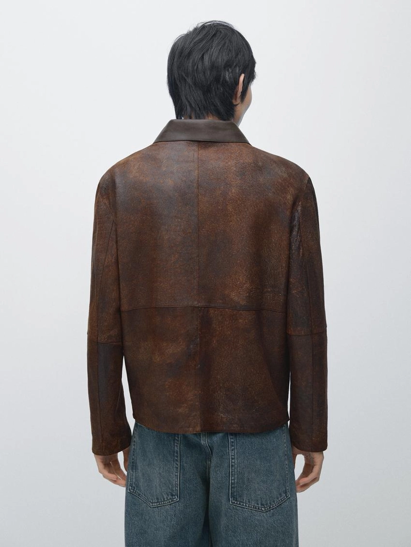 Куртка из замши с контрастными вставками