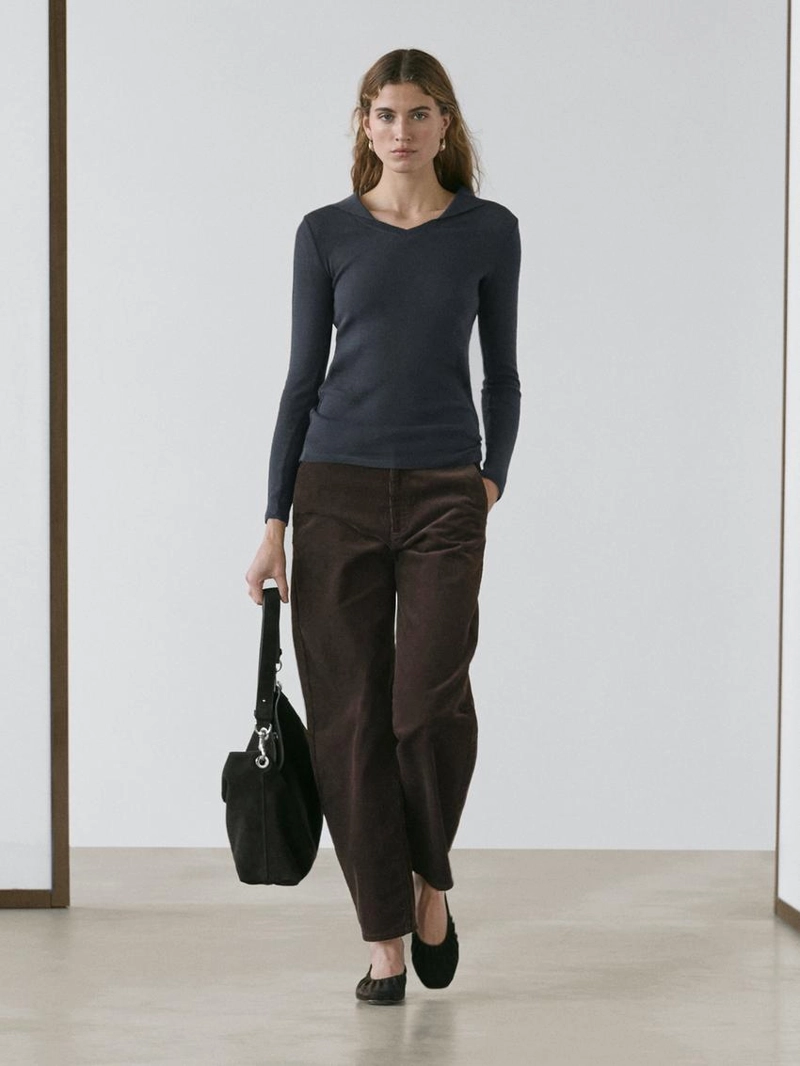 Брюки свободного кроя из вельвета