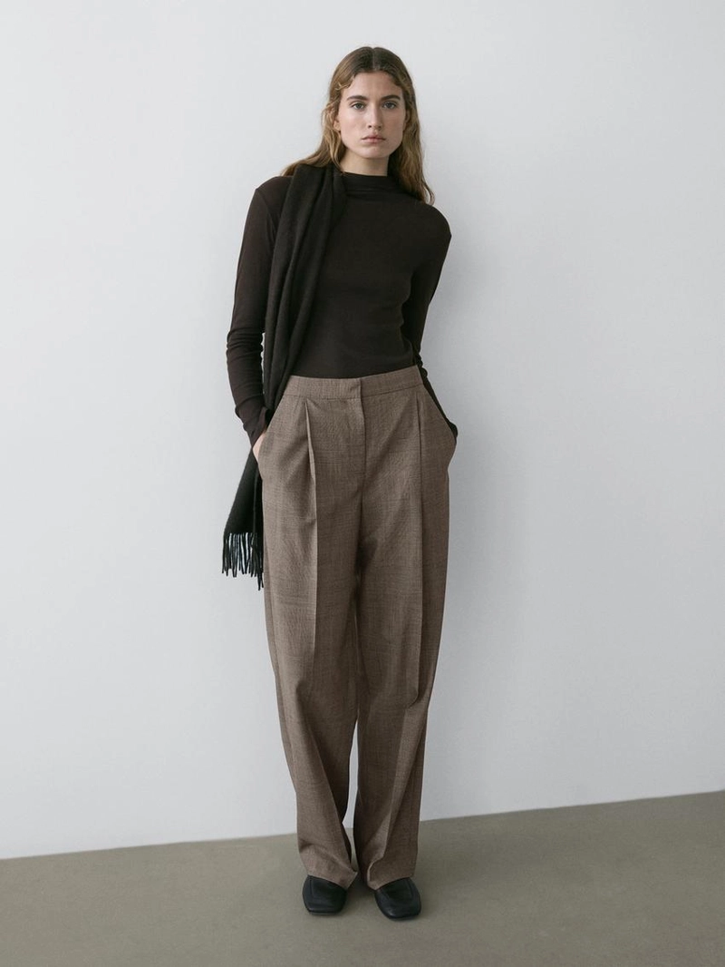 Брюки из 100% шерсти в клетку