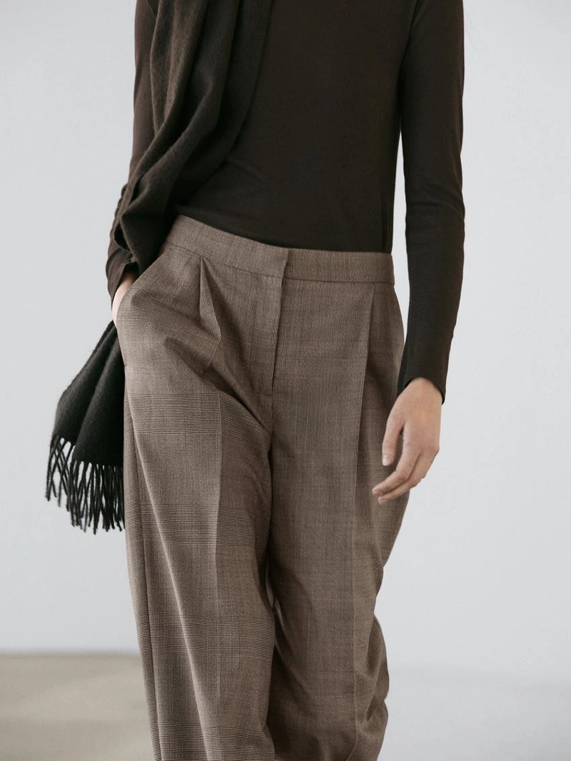 Брюки из 100% шерсти в клетку