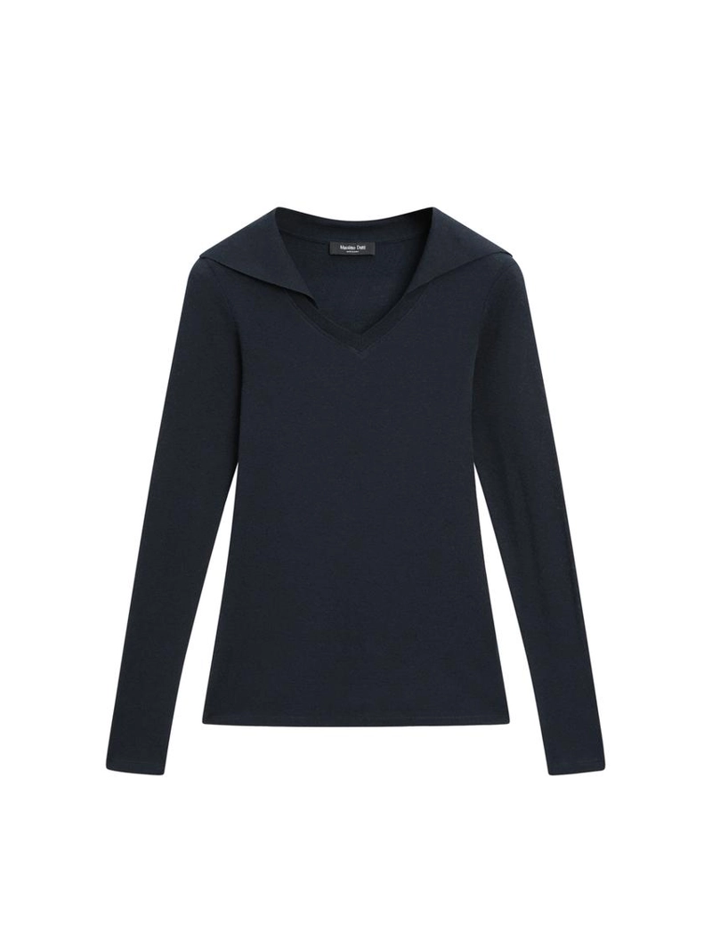 Поло с длинным рукавом и v-образным вырезом