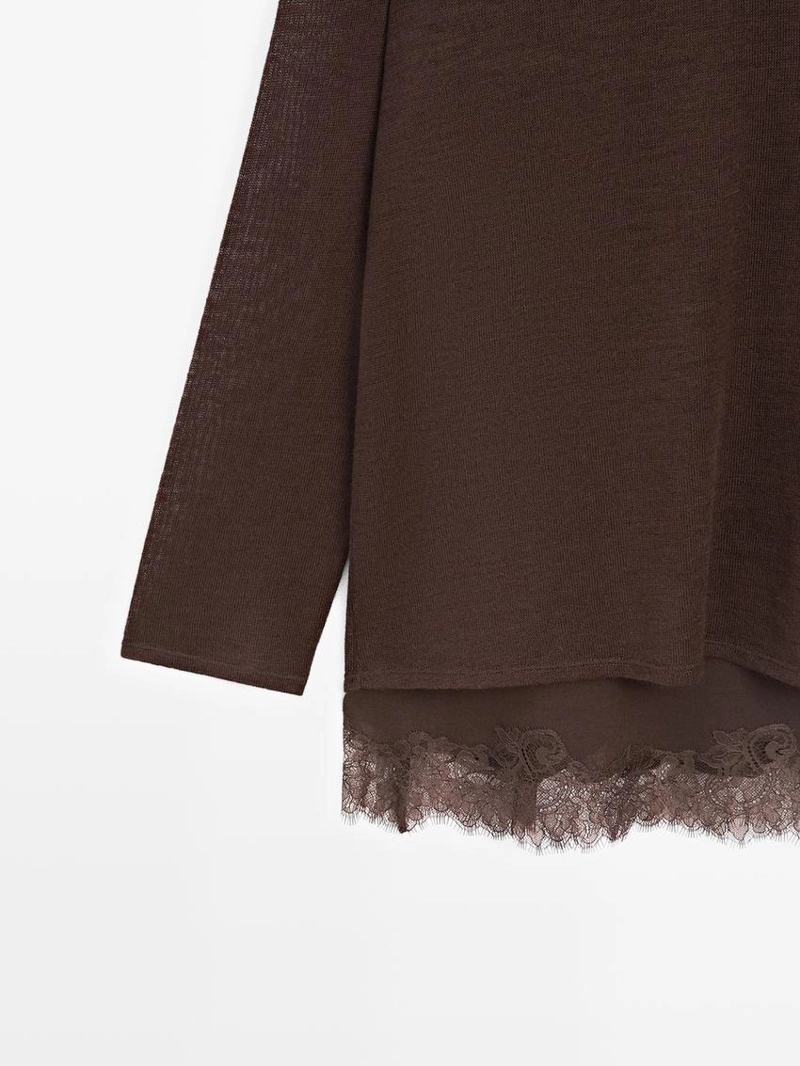 Лонгслив с кружевными деталями
