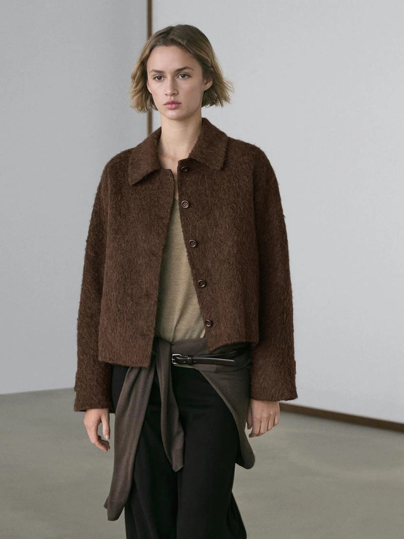 Кардиган из альпаки с воротником рубашки