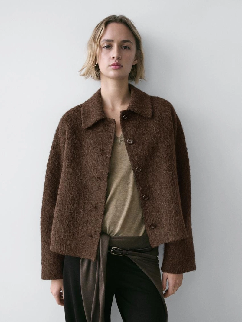 Кардиган из альпаки с воротником рубашки