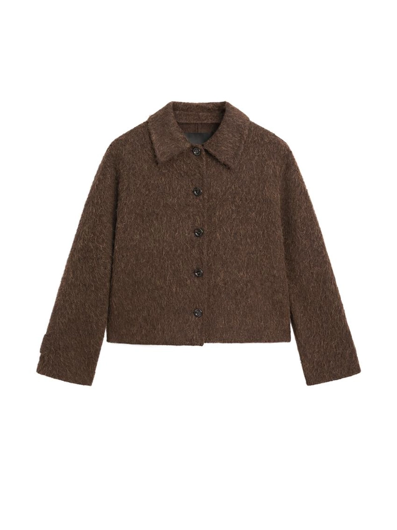 Кардиган из альпаки с воротником рубашки