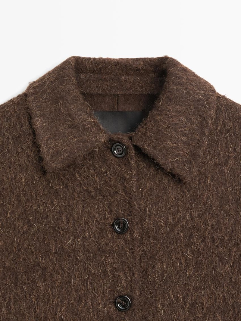 Кардиган из альпаки с воротником рубашки