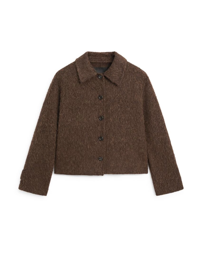 Кардиган из альпаки с воротником рубашки