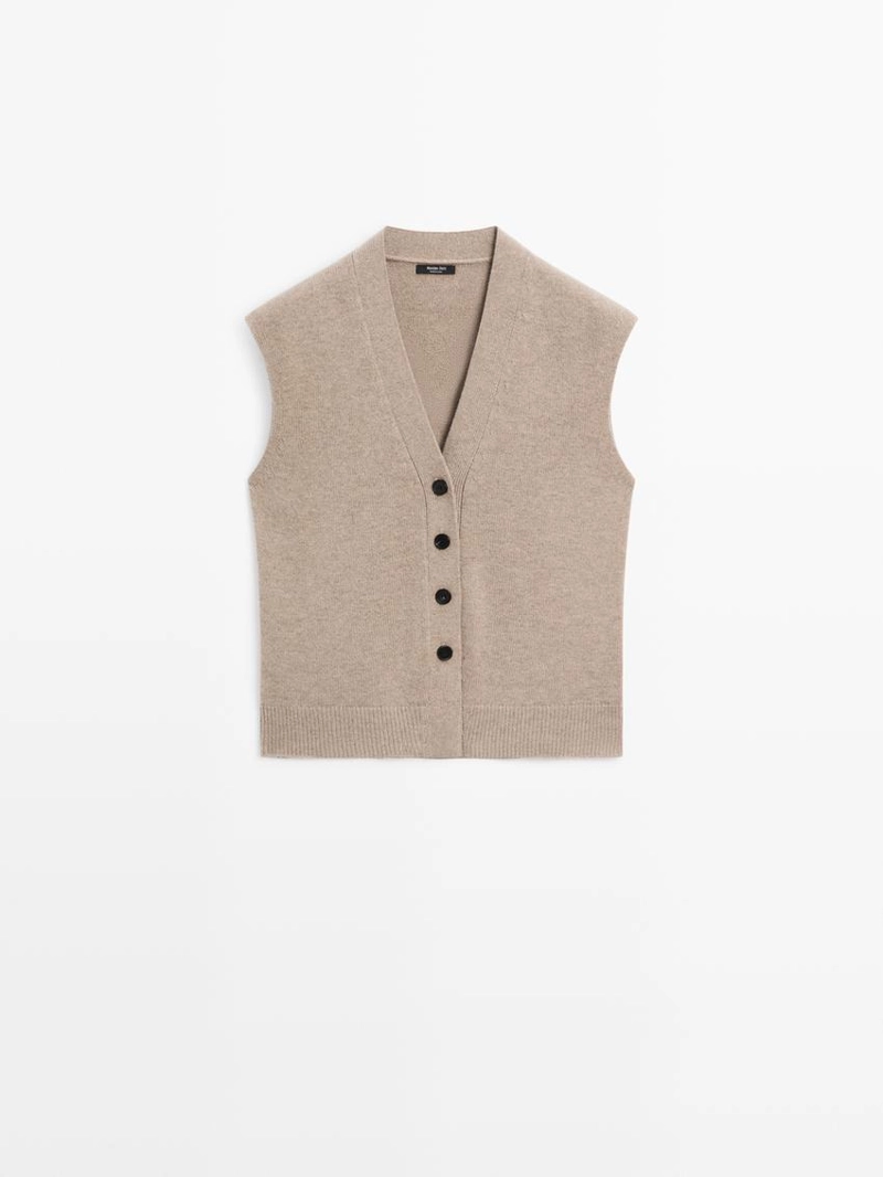 Жилет из вязаного шерстяного микса с v-образным вырезом
