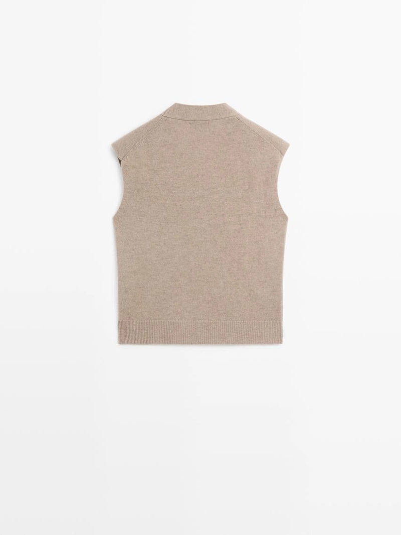 Жилет из вязаного шерстяного микса с v-образным вырезом