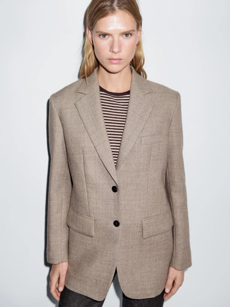 Шерстяной пиджак в мелкую клетку