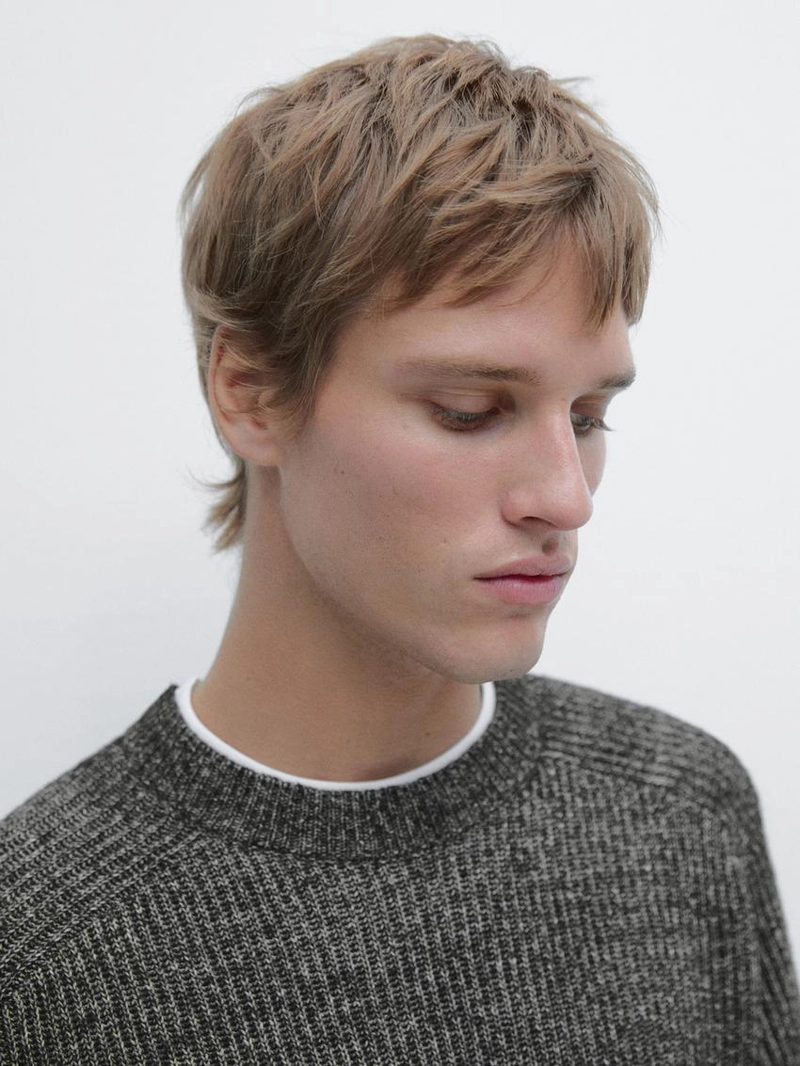 Свитер из двух оттенков вязаный с рагланскими рукавами