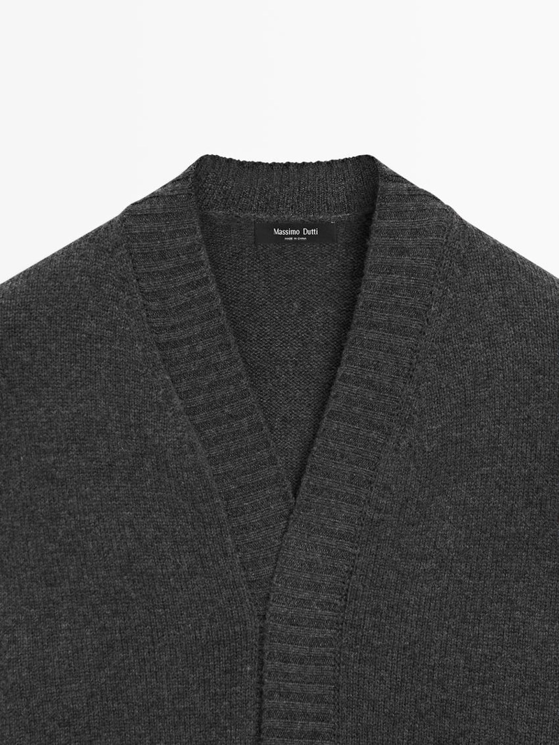 Кардиган с v-образным вырезом из шерстяно-хлопкового микса