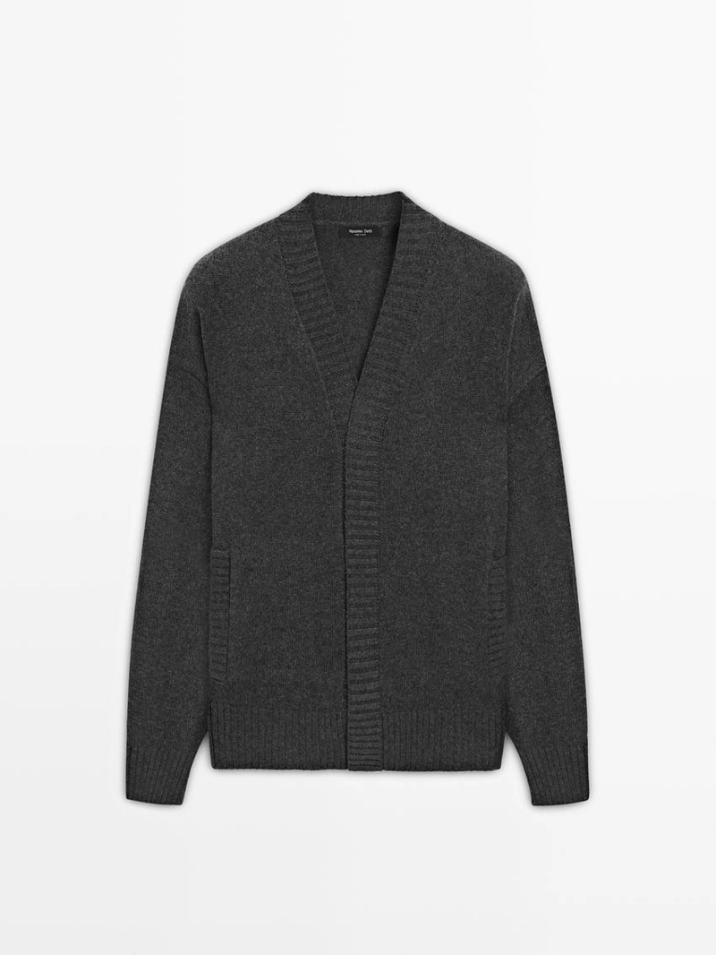 Кардиган с v-образным вырезом из шерстяно-хлопкового микса