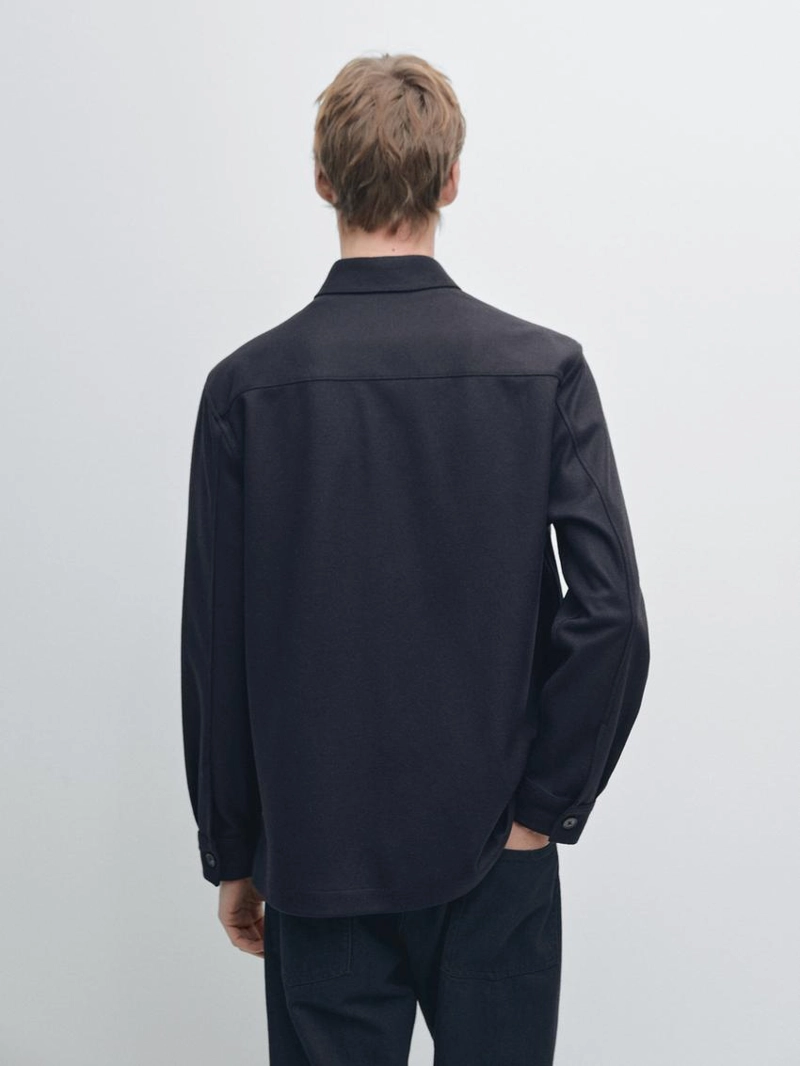 Рубашка-овершерт с карманами из 100% шерсти