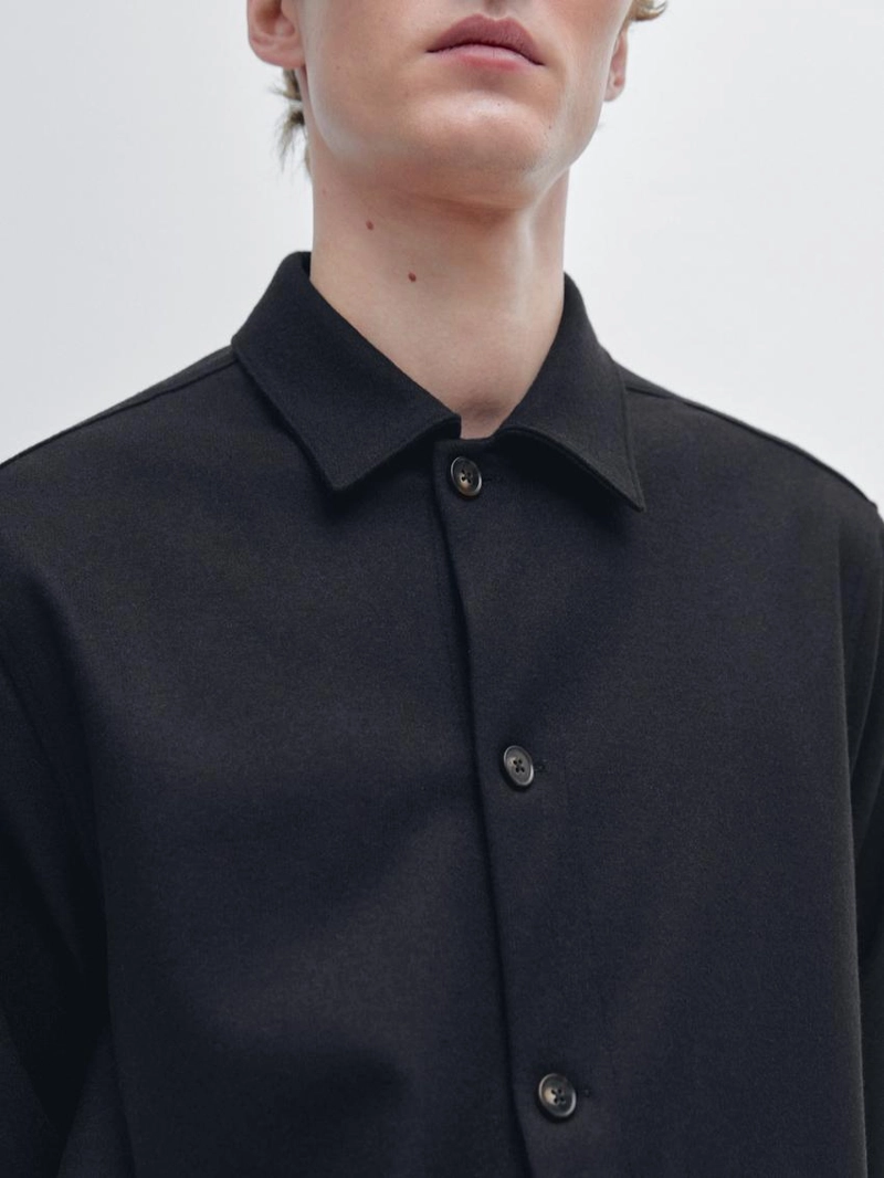 Рубашка-овершерт с карманами из 100% шерсти