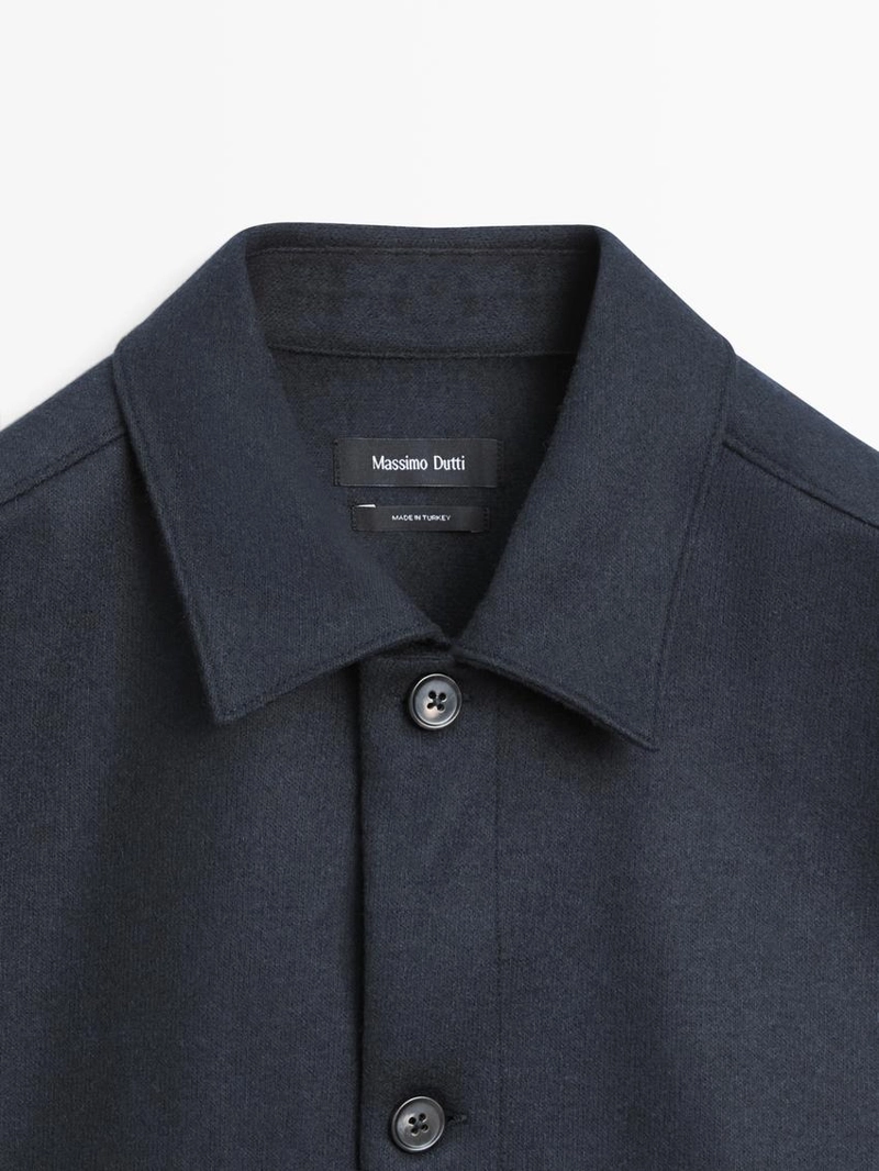 Рубашка-овершерт с карманами из 100% шерсти