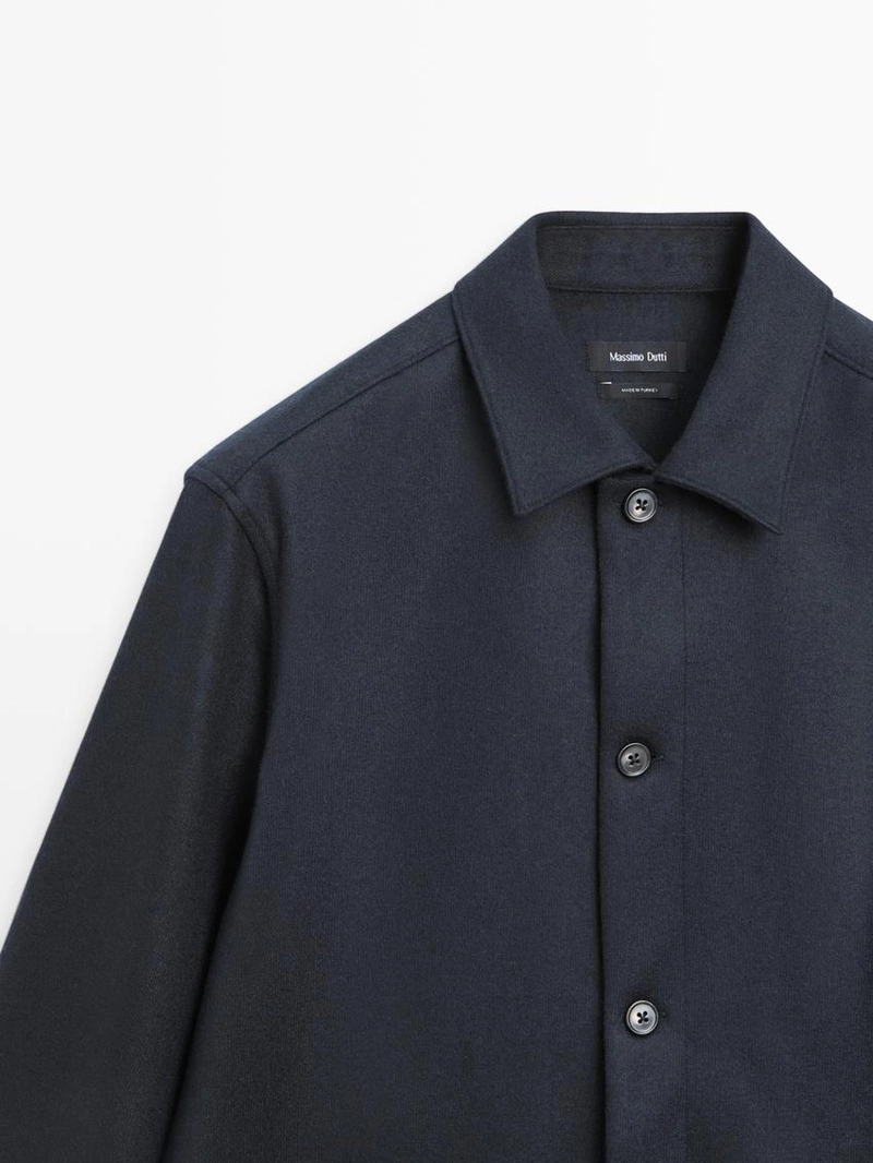 Рубашка-овершерт с карманами из 100% шерсти