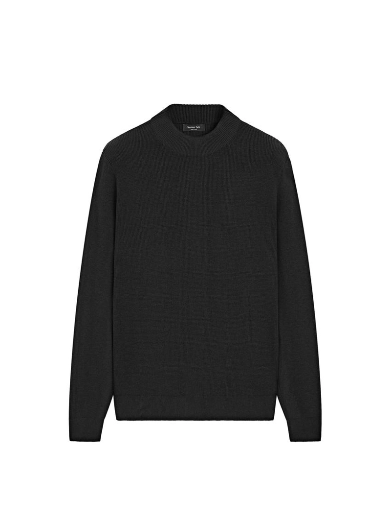 Вязанный свитер из хлопкового микса с мокрым воротником