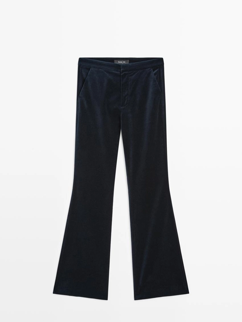 Брюки из бархата скинни-флэр