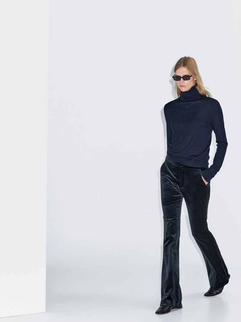 Брюки из бархата скинни-флэр