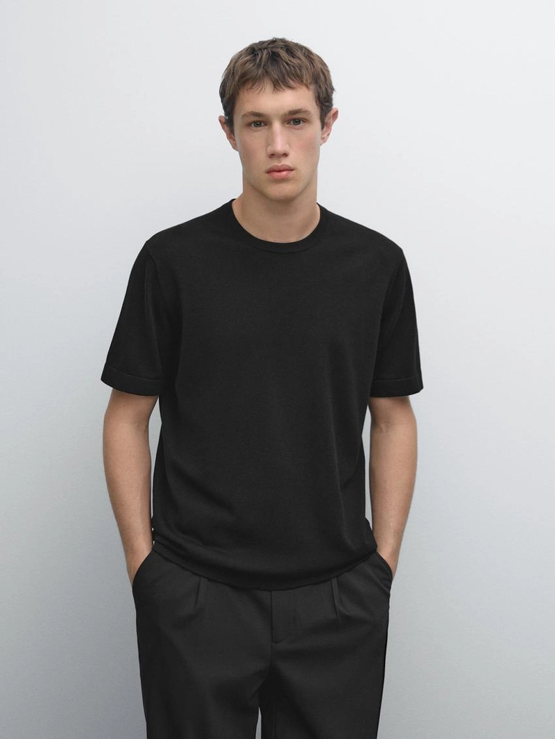 Свитер короткий из хлопкового трикотажа