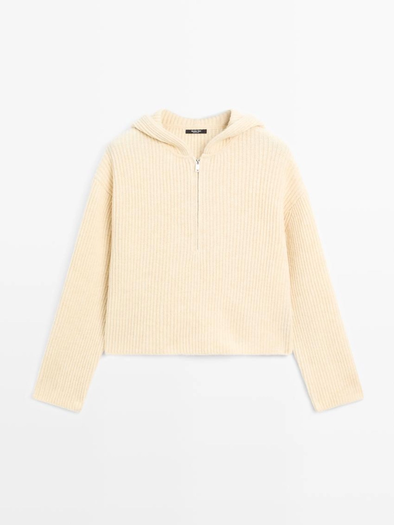 Трикотажный свитер из шерстяной смеси с деталями капюшона