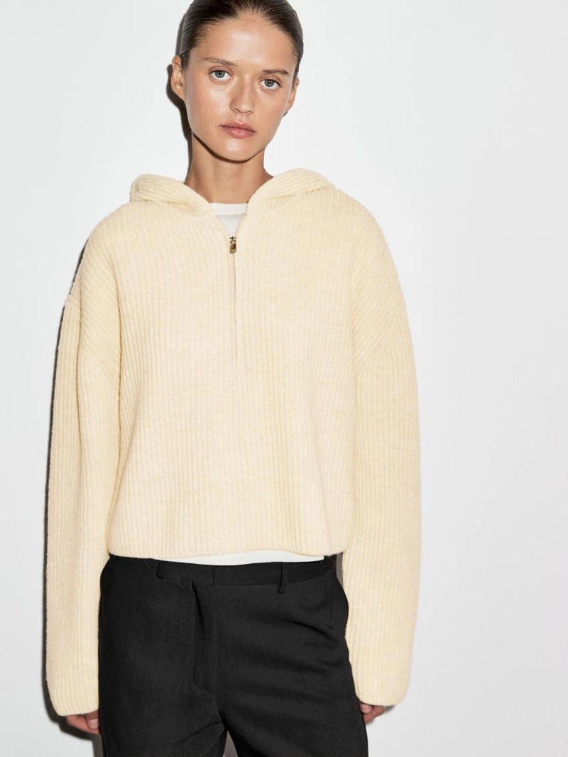 Трикотажный свитер из шерстяной смеси с деталями капюшона