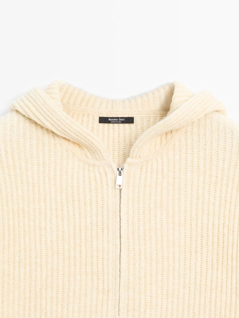 Трикотажный свитер из шерстяной смеси с деталями капюшона