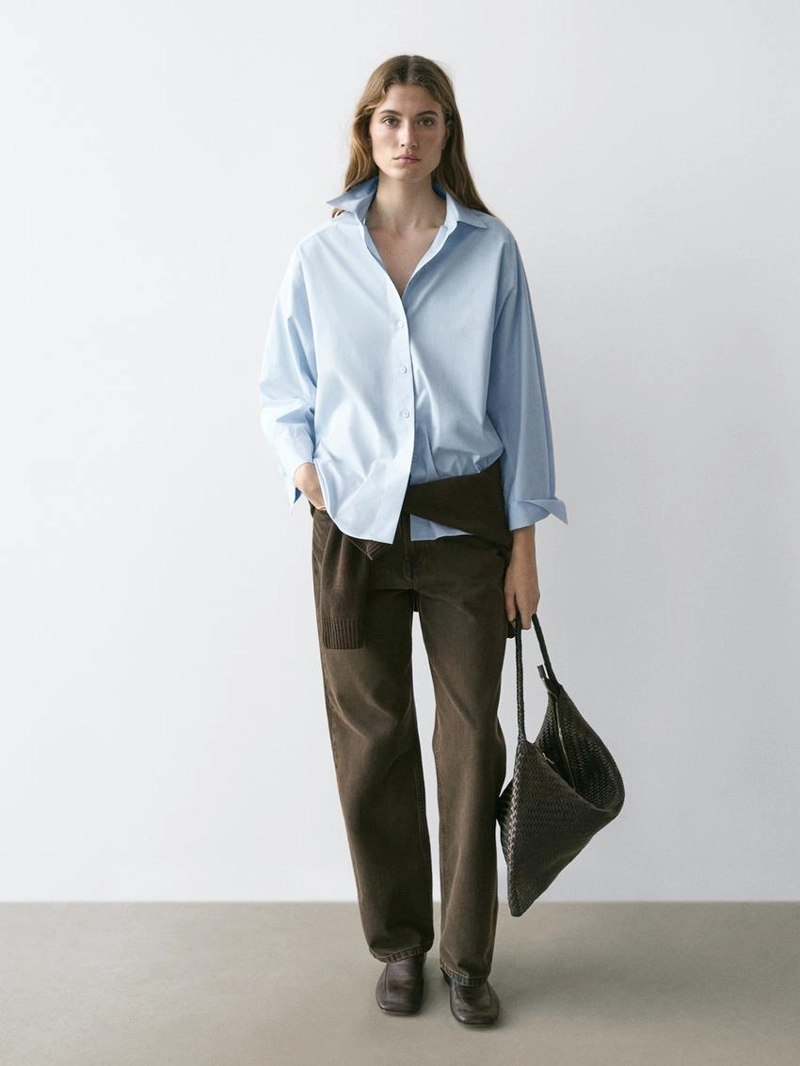 Рубашка с рукавами реглан из поплина