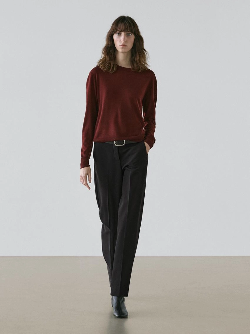 Свитер из мериносовой шерсти с круглым вырезом