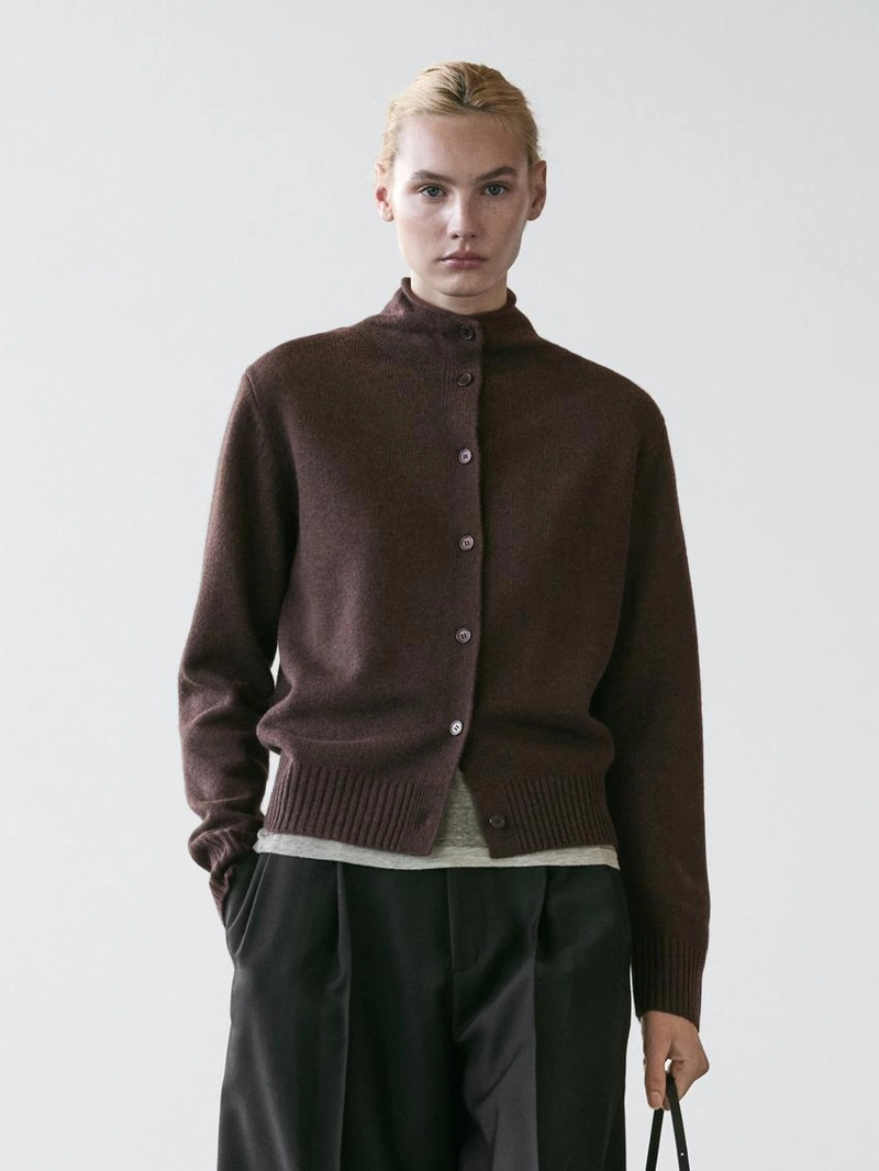 Кардиган из шерсти с высоким воротником