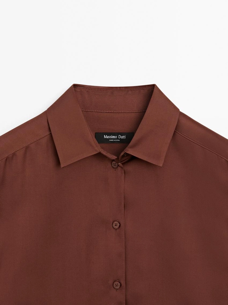 Рубашка из шелка с планкой