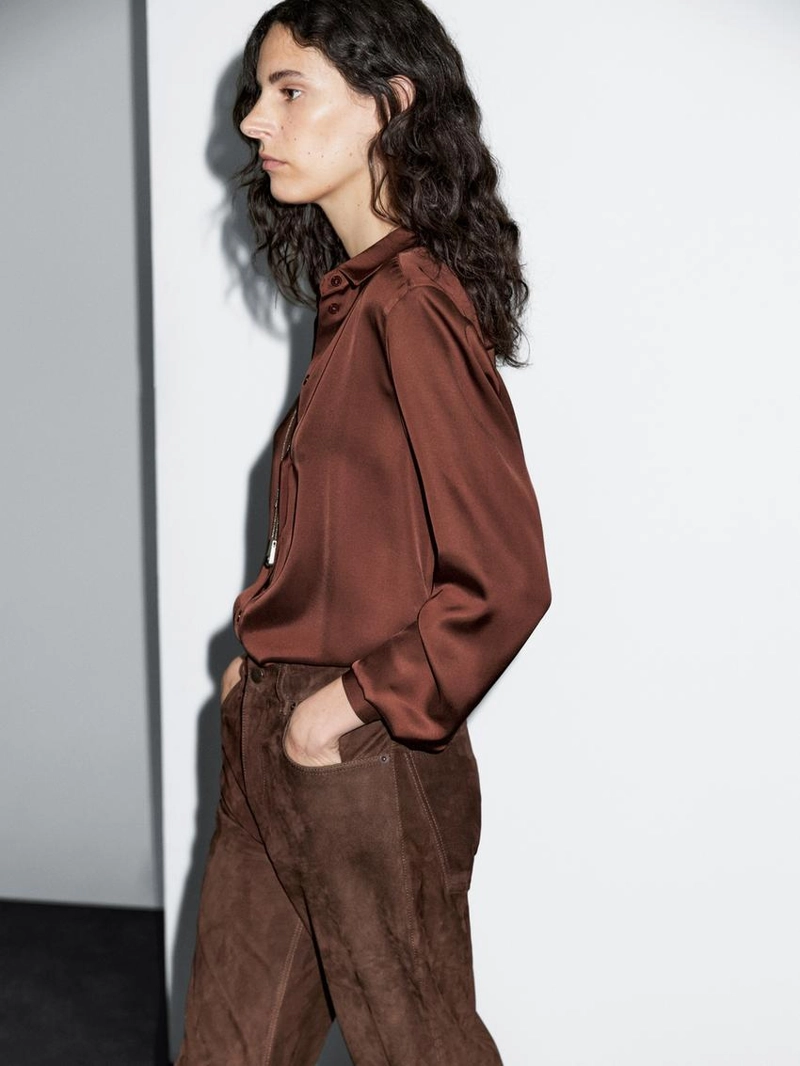 Рубашка из шелка с планкой