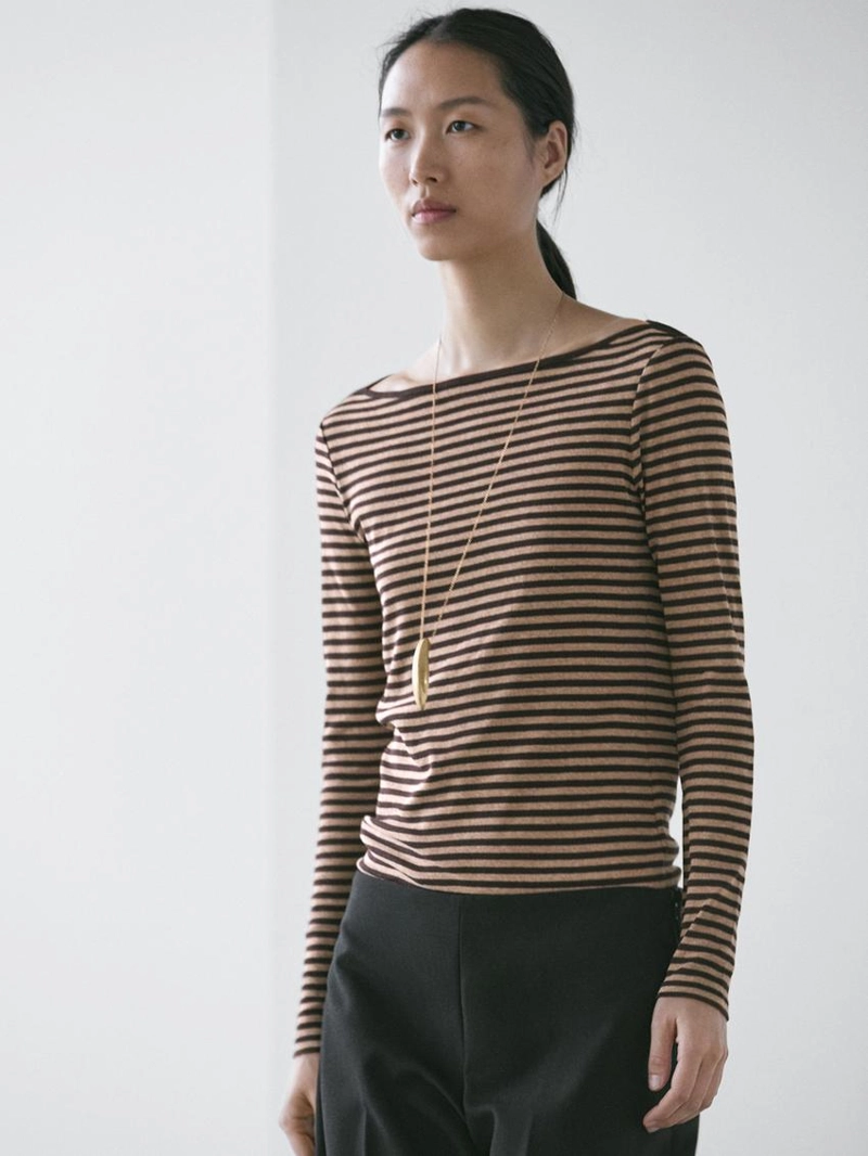 Полосатая футболка с длинным рукавом из хлопка