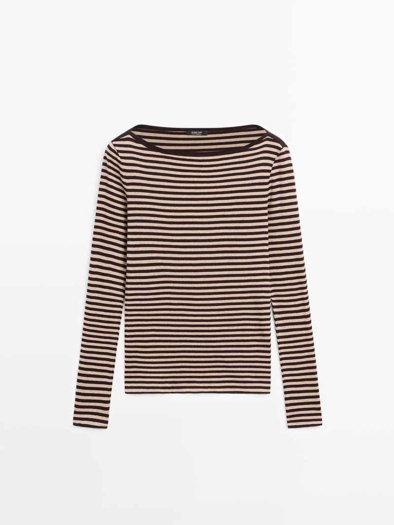 Полосатая футболка с длинным рукавом из хлопка