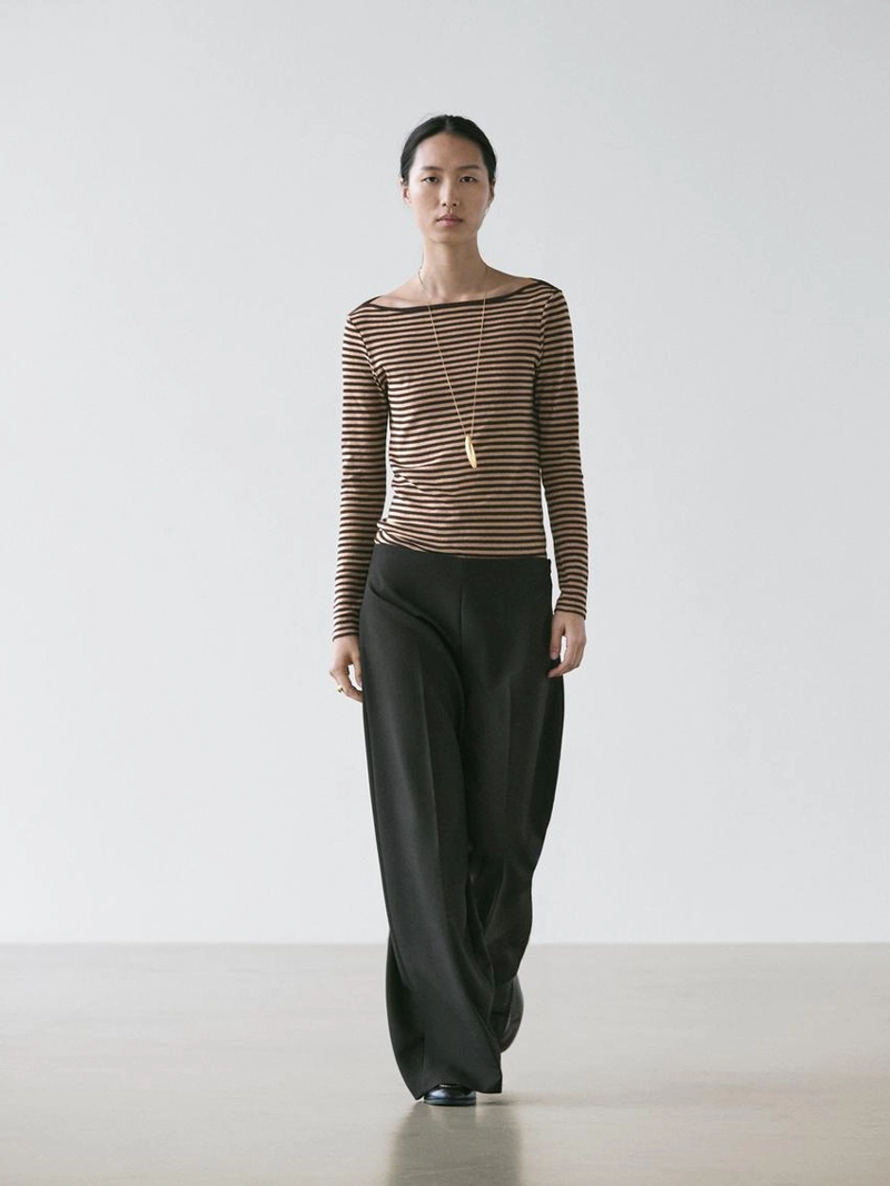 Полосатая футболка с длинным рукавом из хлопка