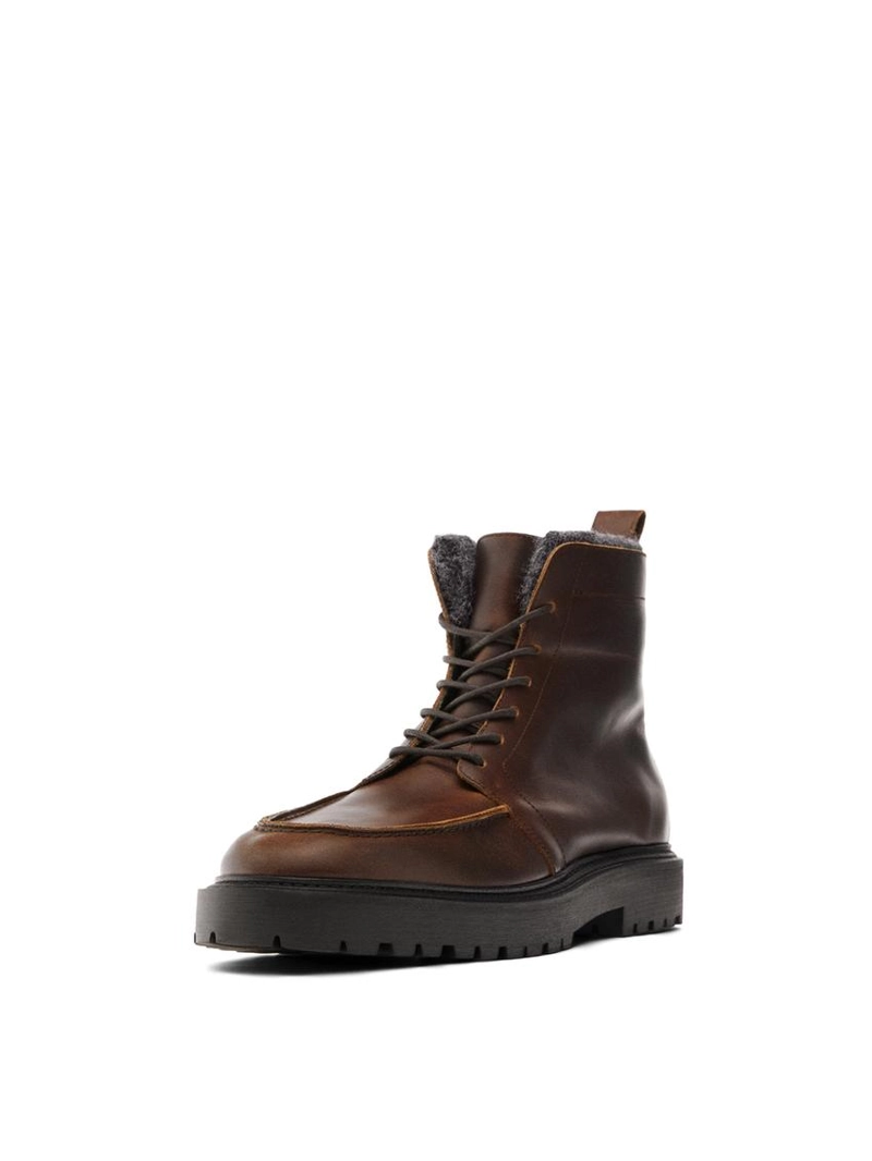 Ботинки из кожи с шнуровкой и подкладкой