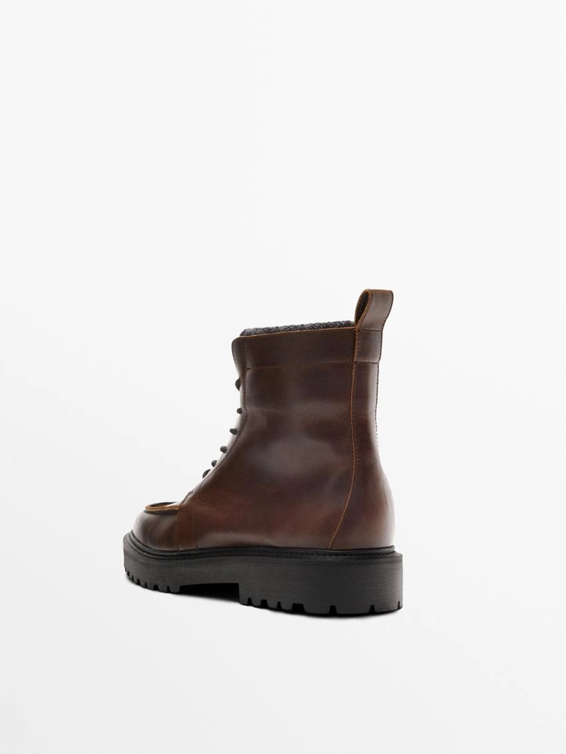 Ботинки из кожи с шнуровкой и подкладкой