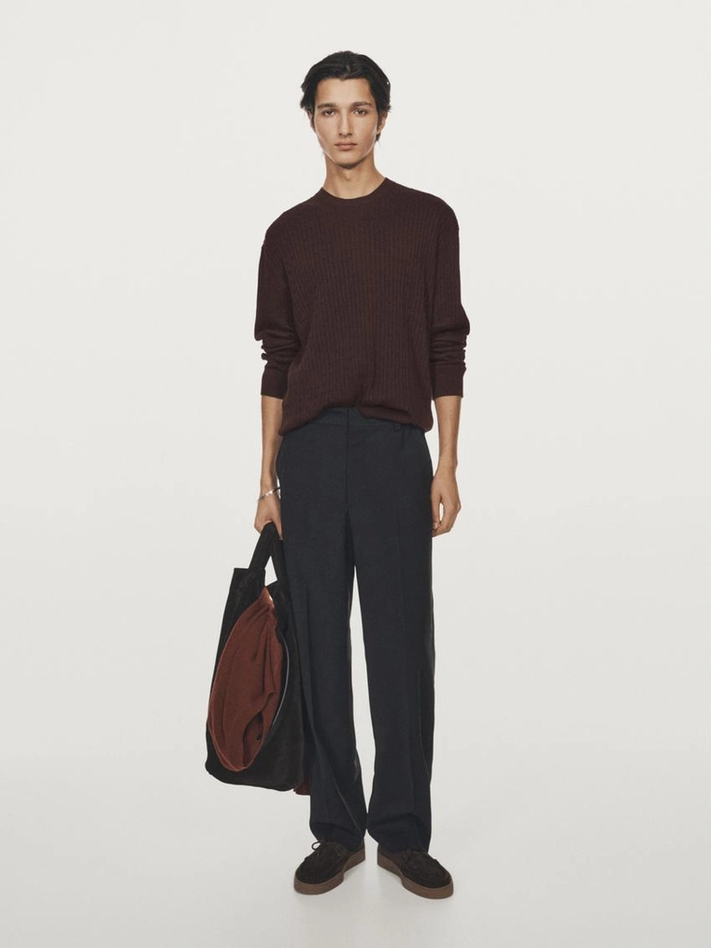 Свитер с косами из хлопкового микса