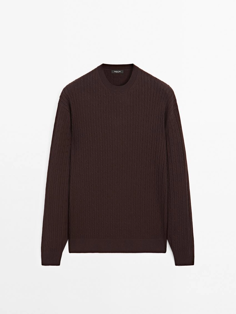 Свитер с косами из хлопкового микса