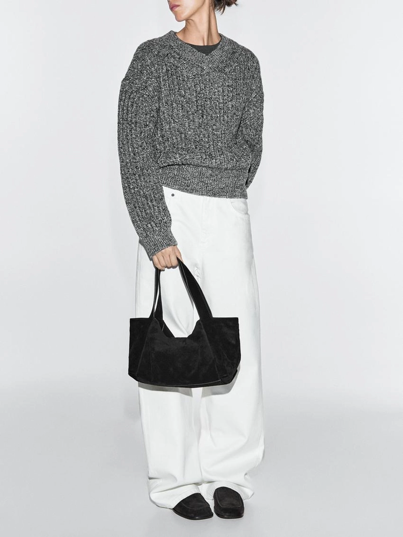 Сумка для покупок из натуральной кожи среднего размера