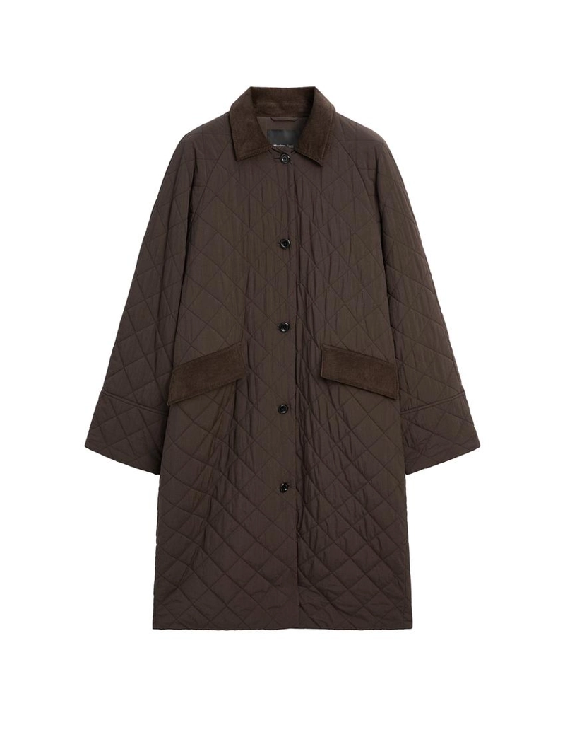 Длинное водоотталкивающее пальто с деталями из вельвета