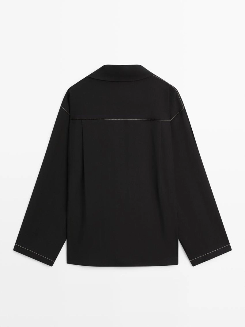 Рубашка-оверштаны из шерстю с карманом